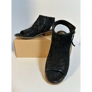 Sofft Nalda Sandals Size 6 Black Leather Peep Toe Perforated Sling Back Zipper